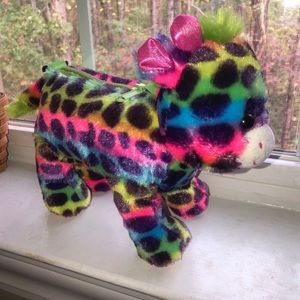 Hug Fun 11” Rainbow Giraffe Plush Zipper Purse NEW